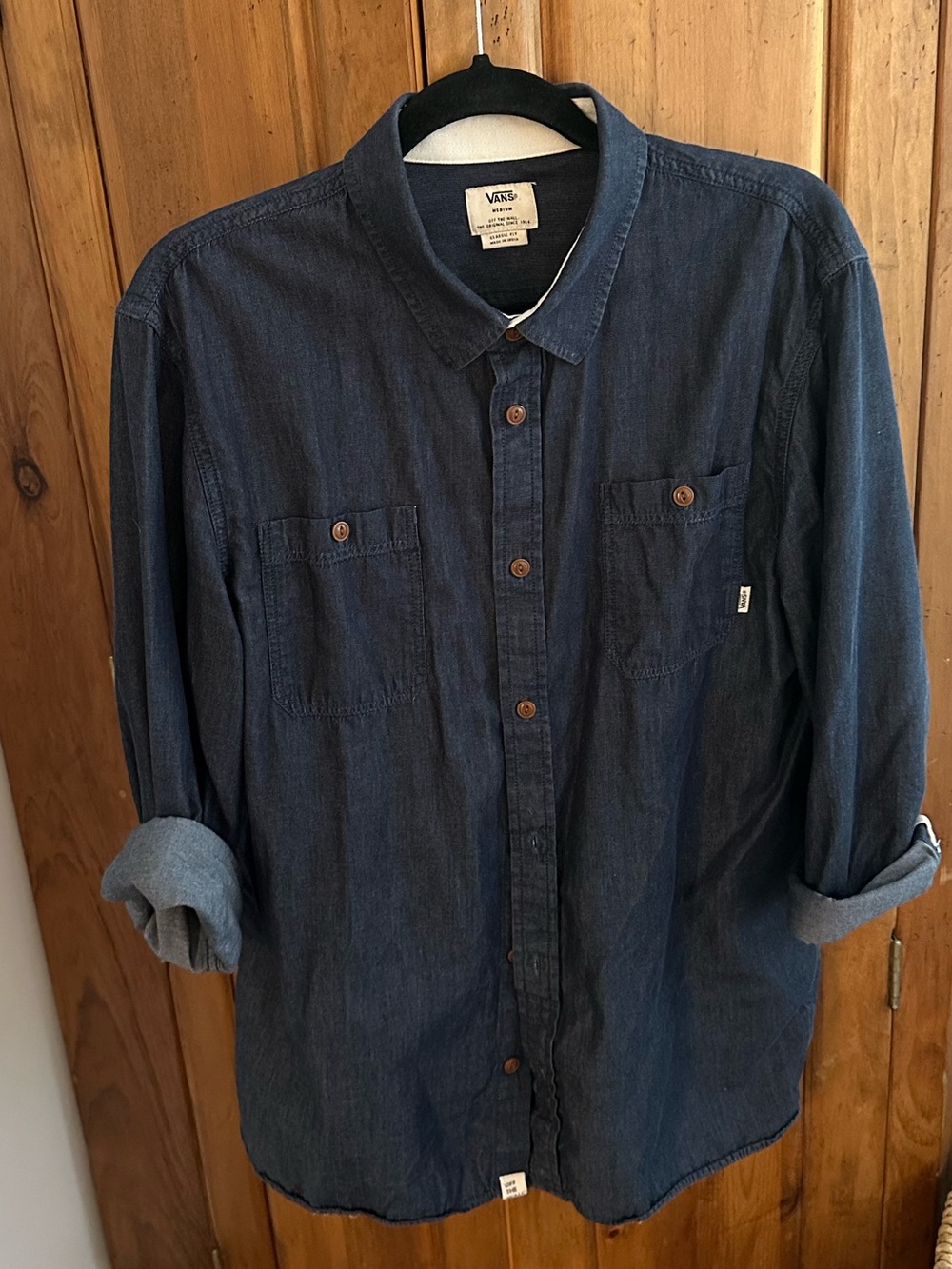 Vans Men's Indigo Blue Denim Button-Down Shirt